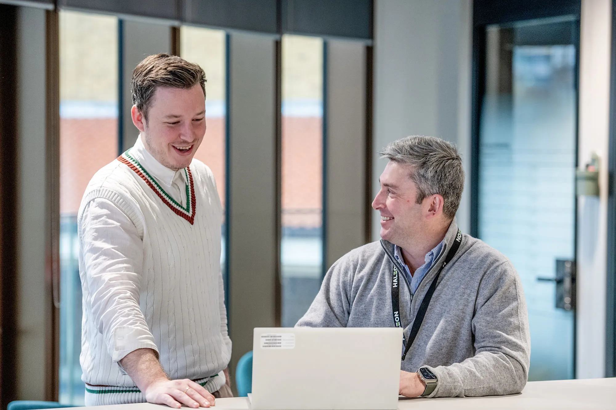 Two Haleon employees in conversation 