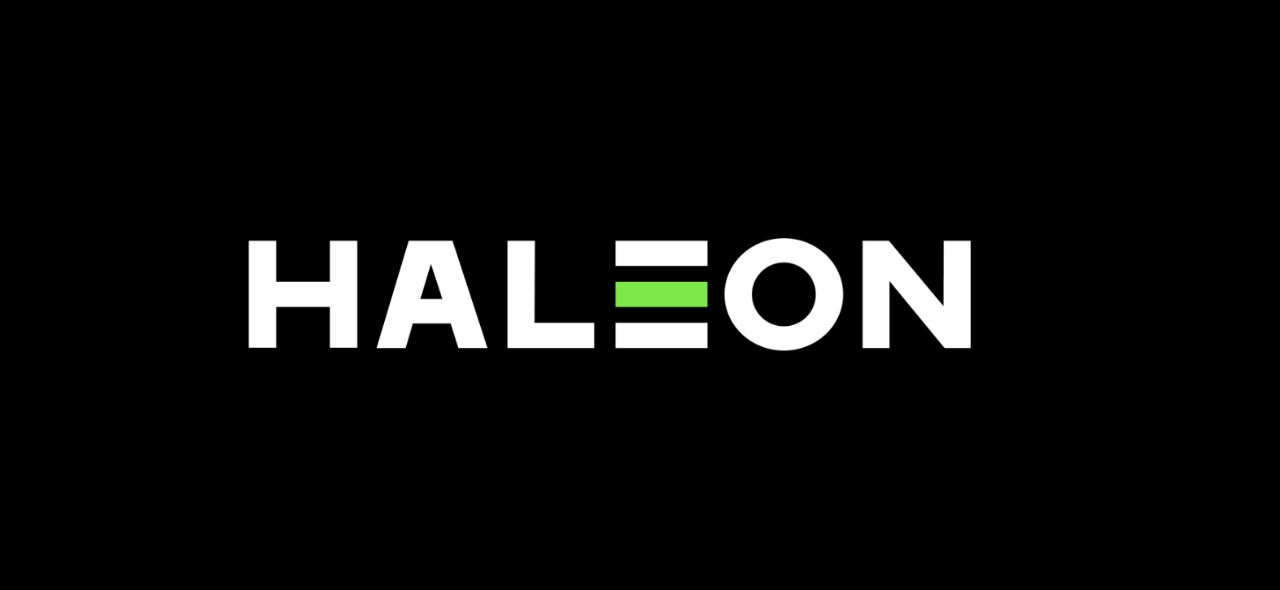 Haleon logo on black background