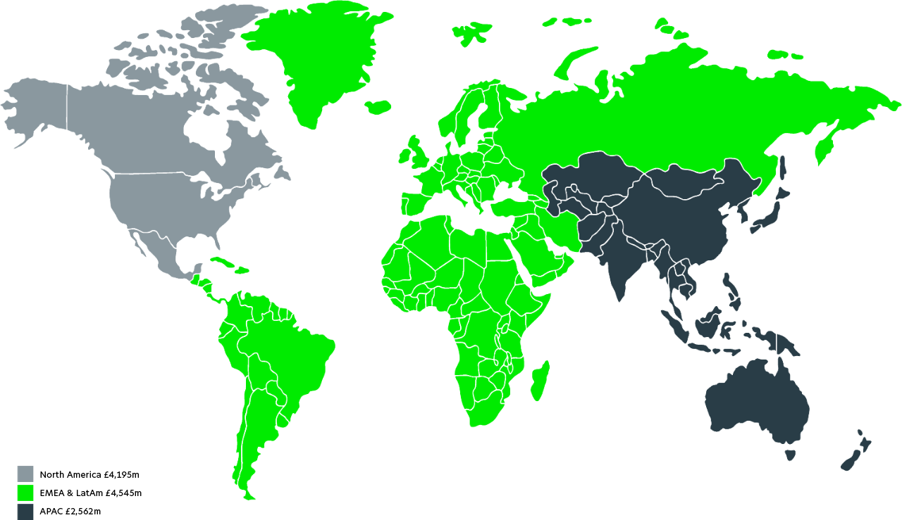 World map with varied colors indicating diverse financial data for countries across different markets.