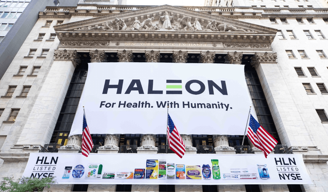 Haleon banner on the NYSE building