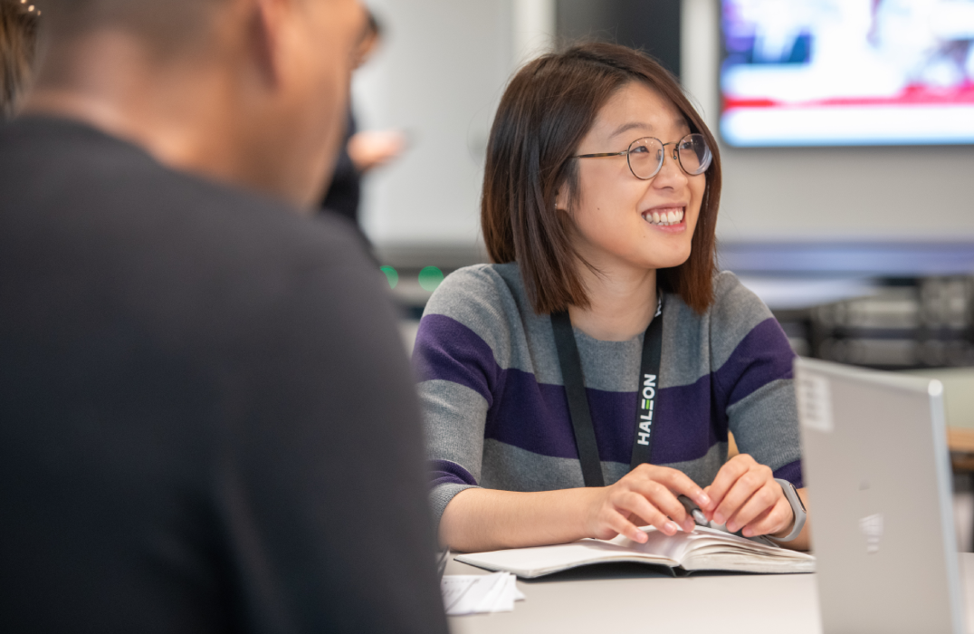 New starter at Haleon wearing name tag