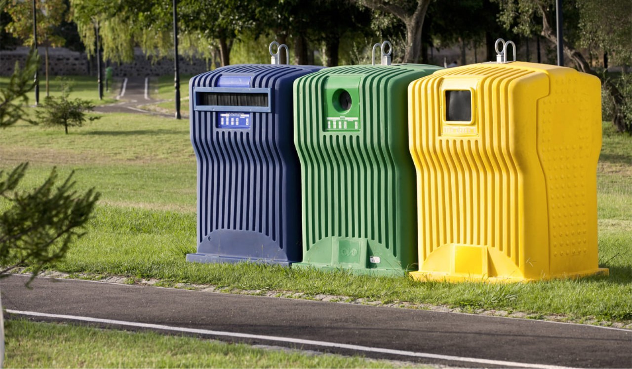 recycling bins