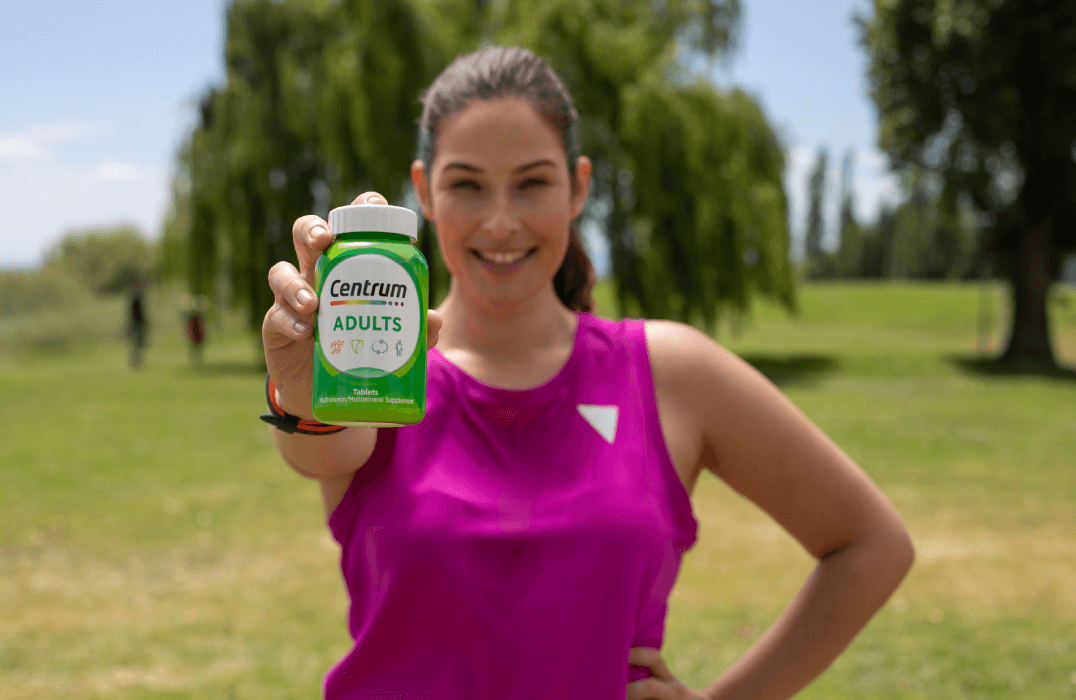 Girl with centrum adults bottle